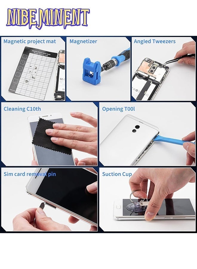 NIBEMINENT 168 in 1 Precision Screwdriver Set for Electronics–Multi-Bit Repair Tool Kit for iPhone,MacBook,Laptop,Tablet,PS4,Xbox,Nintendo|Magnetic Mat,ESD Tweezers,Suction Cup&Spudger Comes with Repair Tool Bag - Image 2