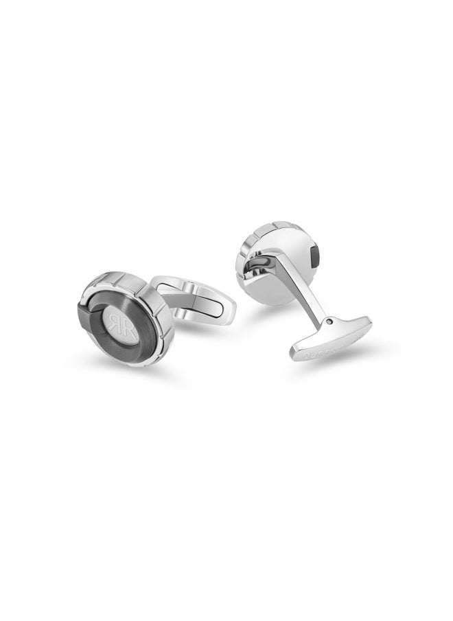 CERRUTI 1881 - Rocco Grey Stainless Steel Branded Cufflinks for Men - Image 1