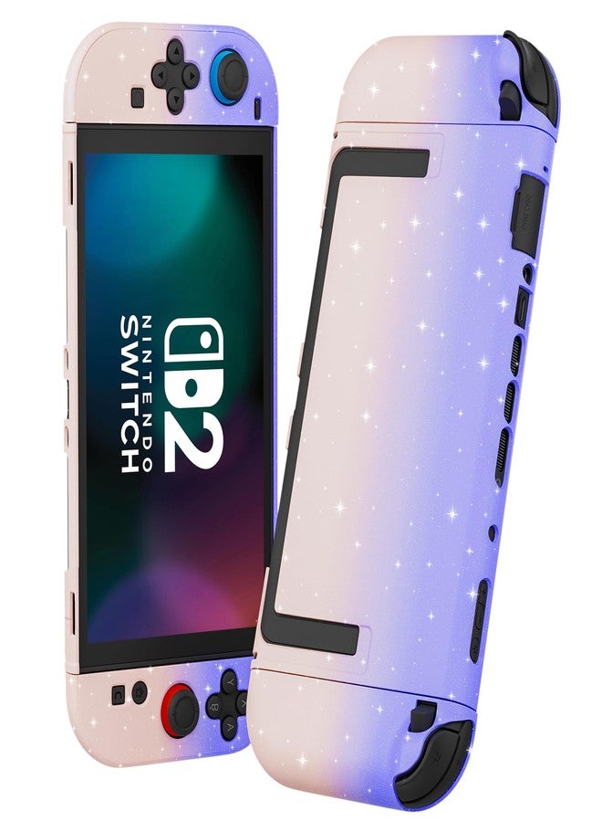 RHOTALL Pink Purple Glitter Dockable Case for Nintendo Switch 2 2025,Cute Hard Protective PC Shell Case,Slim Cover with Detachable joycon Compatible with Switch 2 7.9 Inch, for Girls - Image 1