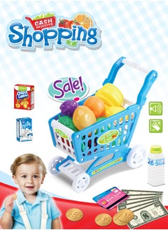 LB Kids' cash register shopping cart with plastic fruits is an interactive learning experience for kids.  - Image 2
