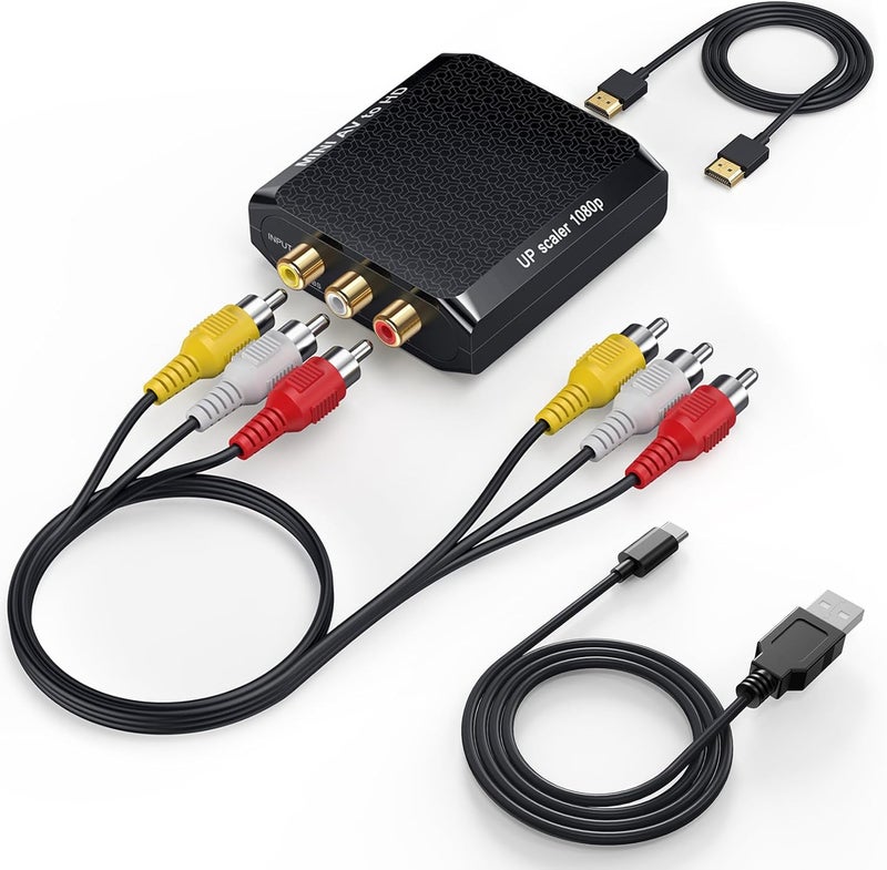 Wenter RCA to HDMI Converter, 1080P AV to HDMI Converter, Mini Composite CVBS Audio Video Adapter Supports PAL/NTSC for VCR/VHS/Xbox/PS3/STB/N64/Wii/TV/PC/Blue-Ray DVD Players - Image 1