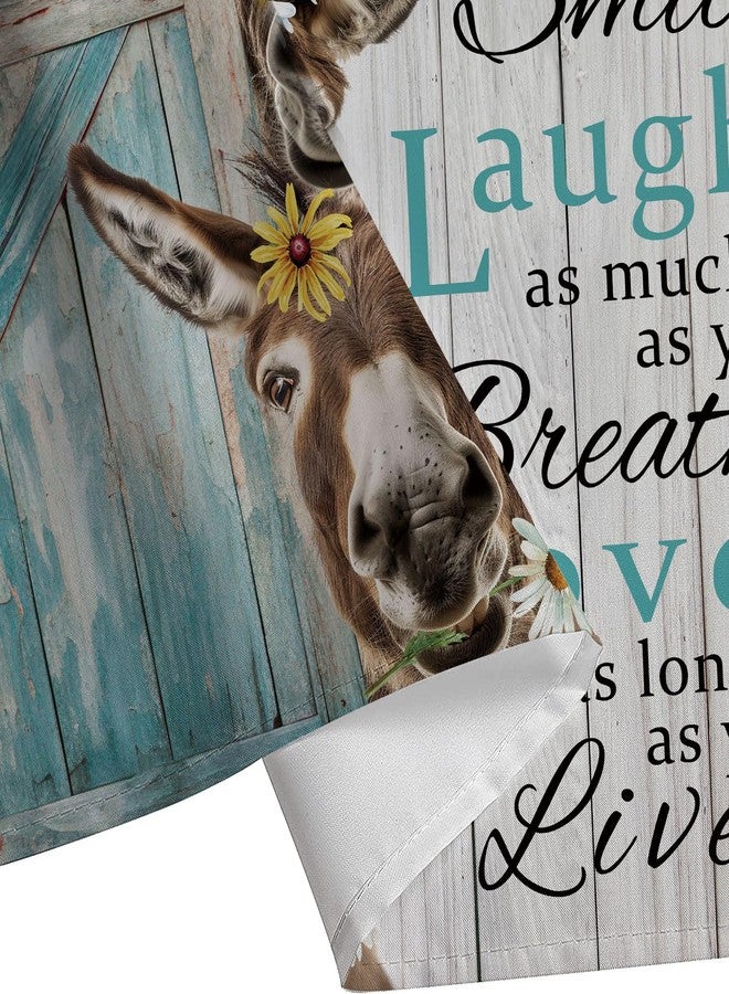 GOAOK Funny Donkey Shower Curtain, Rustic Farmhouse Animals Inspirational Motivational Shower Curtains 72X72, Country Teal Turquoise Wooden Door Decorative Funny Bathing Shower Curtain Bathroom with Hooks - Image 5
