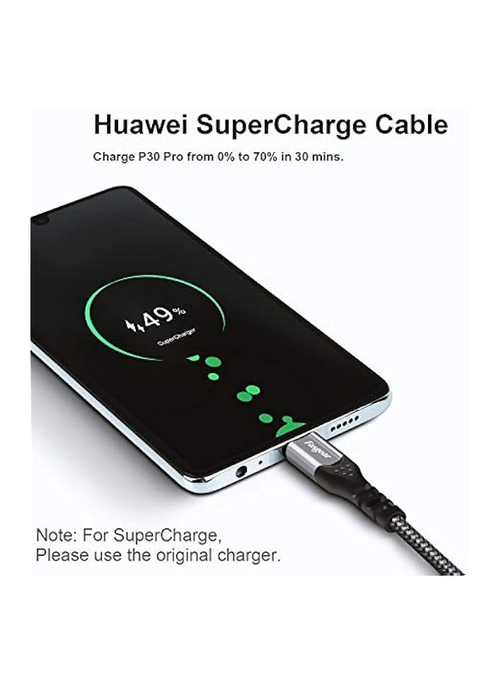 فاسجير كابل Huawei Super Charge من النوع C، حزمة واحدة بطول 6 أقدام 88 واط USB C كابل شحن سريع لهواوي P60/P50/P40/P30/P20، Mate 60Pro/50/40/30/20، Nova 11/10/9/8، Honor View 20/ماجيك 2 إلخ (6 أقدام، أسود) - Image 2