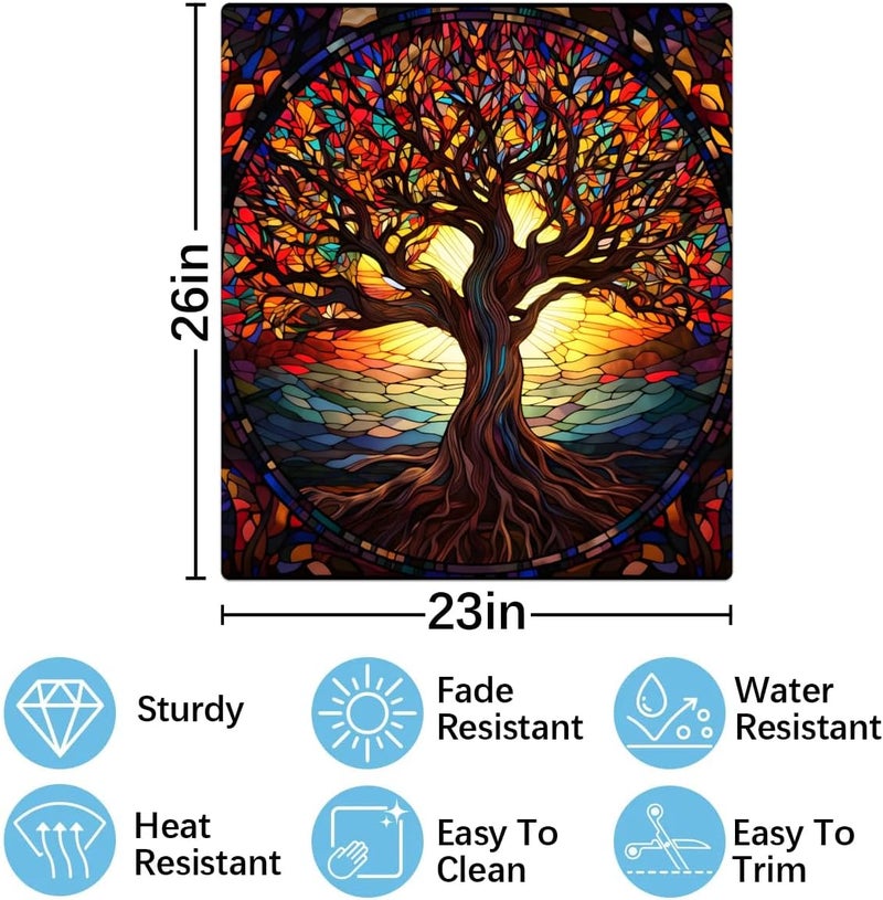 cfpolar Dishwasher Magnet Cover Tree of Life Glass Painting Reusable Magnetic Door Cover Panel Decal Dishwasher Magnets Decorative Cover Refrigerator Kitchen Appliance Decor Front Dishwashers Covers 23" x 26" - Image 2