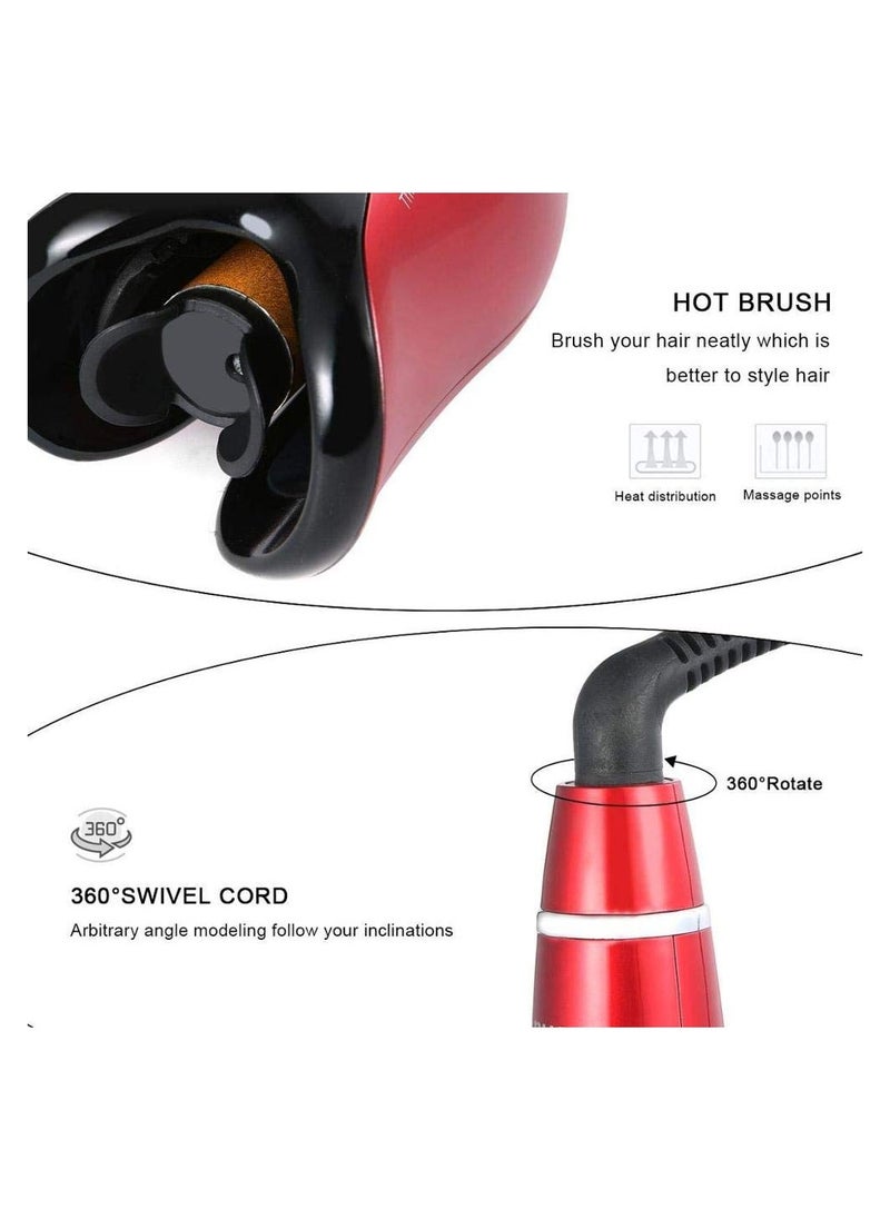Generic - Automatic Hair Curling Iron with Ceramic Ionic Barrel, Smart Anti-Stuck, Auto Rotating Hair Curling Wand with Temperature Display and Timer, Professional Hair Curler Styling Tool - Red - Image 1