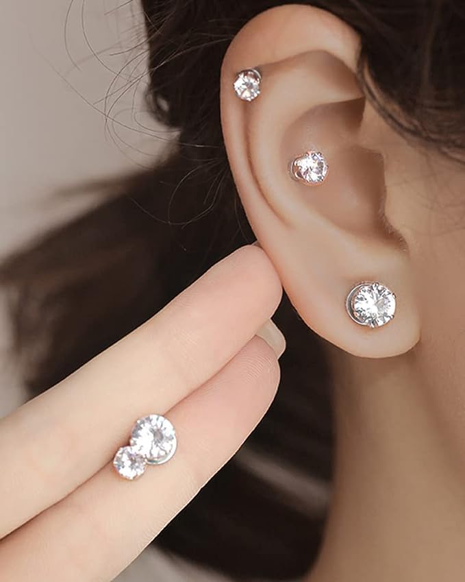ASSU Earrings for men non piercing Jewellery Pair of Silver Stainless Steel Small Magnetic Non-Piercing Stud Earrings For Men & Boys pack of 2 - Image 2