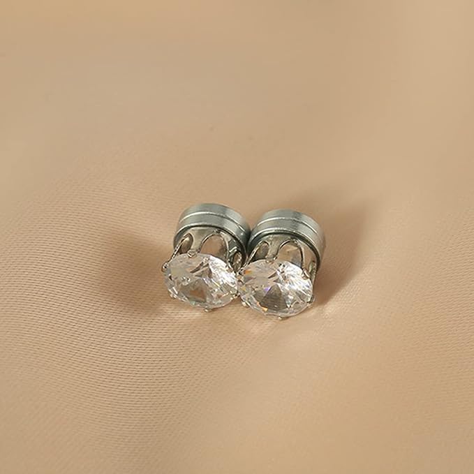 ASSU Earrings for men non piercing Jewellery Pair of Silver Stainless Steel Small Magnetic Non-Piercing Stud Earrings For Men & Boys pack of 2 - Image 5