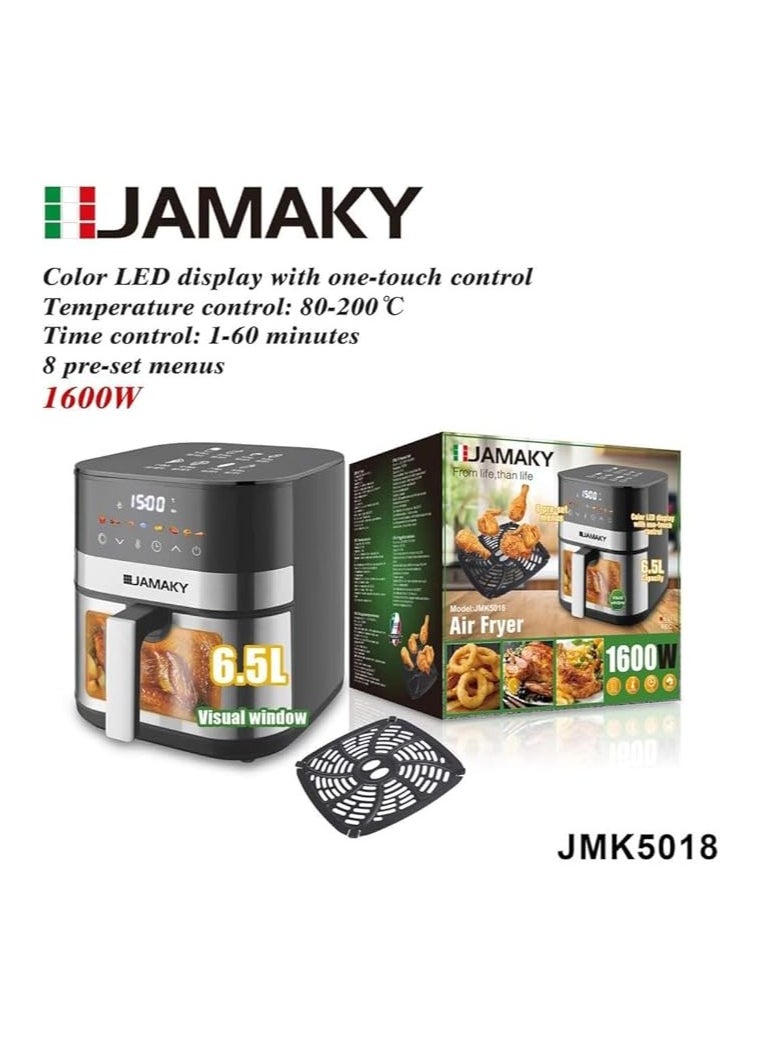 JAMAKY - Jamaky Air Fryer, 1600 Watt, 6.5 Liter, Digital Touch Screen, Black, JMK 5018 - Image 1