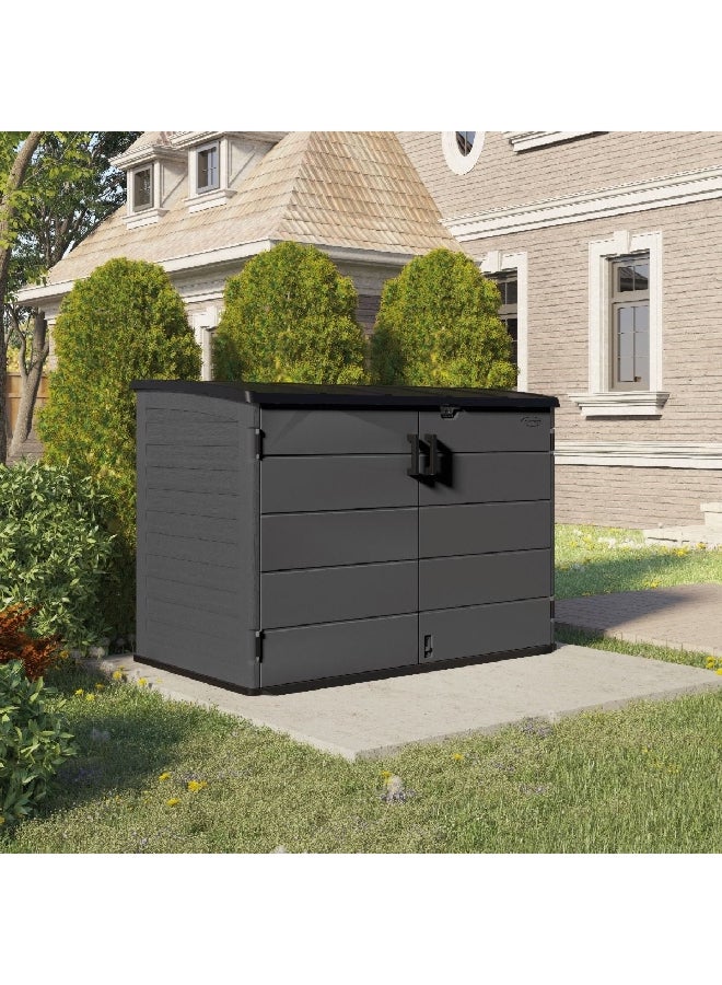 suncast The Stow-Away Horizontal Storage Shed Grey and Black 70 Cubic Feet BMS4781 - Image 2