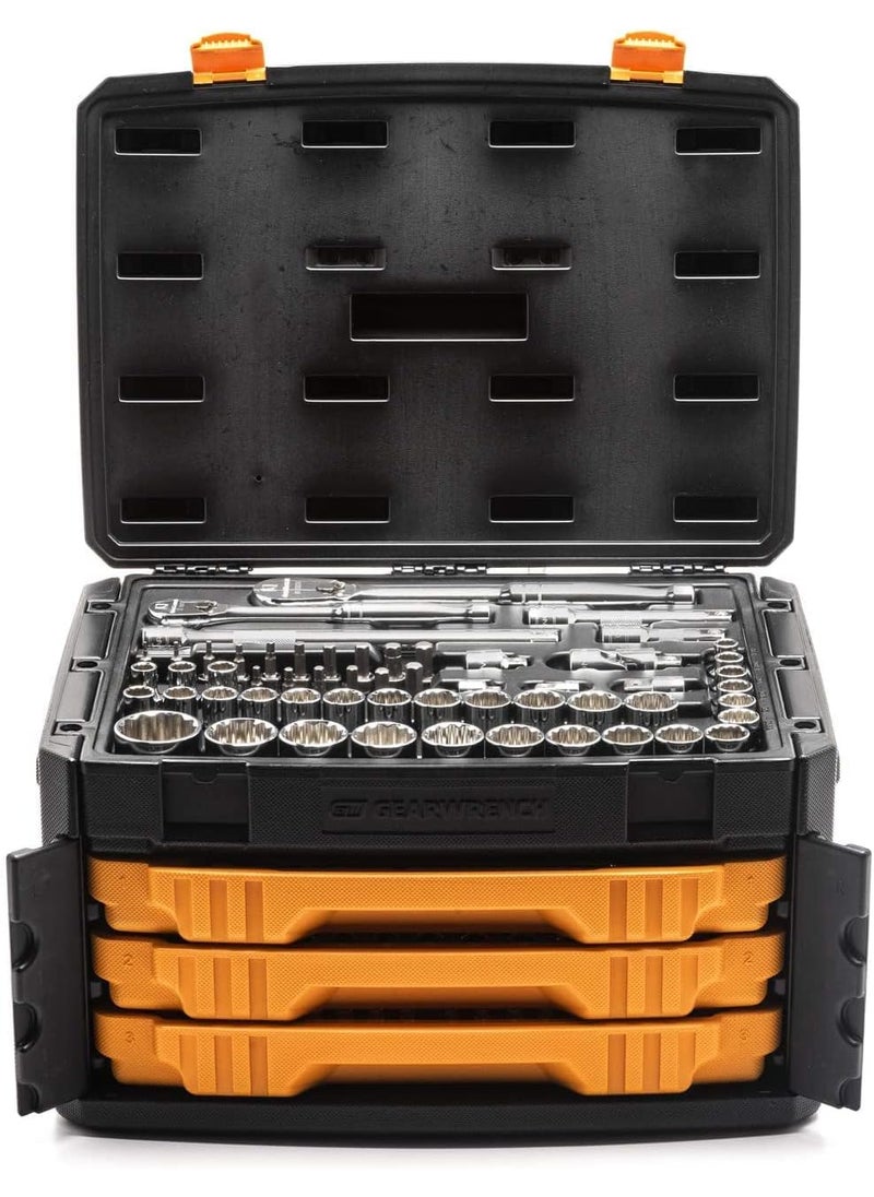 GearWrench GEARWRENCH 243 Pc 12 Pt Mechanics Tool Set in 3 Drawer Storage Box  80972  - Image 4