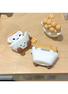 Generic Apple AirPods1/2/3/4 Generation Silicone Protective Case AirPodsPro2 Generation 4/5 Generation Cartoon Protective Case-Color:Smiley French Fries-Applicable Model:airpods 1/2 Generation  - Image 1