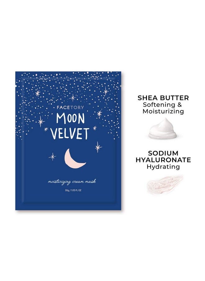 FACETORY - FACETORY K Beauty Face Mask Skin Care - MOON VELVET MOISTURIZING Sheet Mask with Sodium Hyaluronate & Shea Butter Cream | Moisturizing Cream Mask (5 Pack) - Image 1