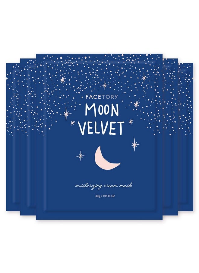 FACETORY - FACETORY K Beauty Face Mask Skin Care - MOON VELVET MOISTURIZING Sheet Mask with Sodium Hyaluronate & Shea Butter Cream | Moisturizing Cream Mask (5 Pack) - Image 1