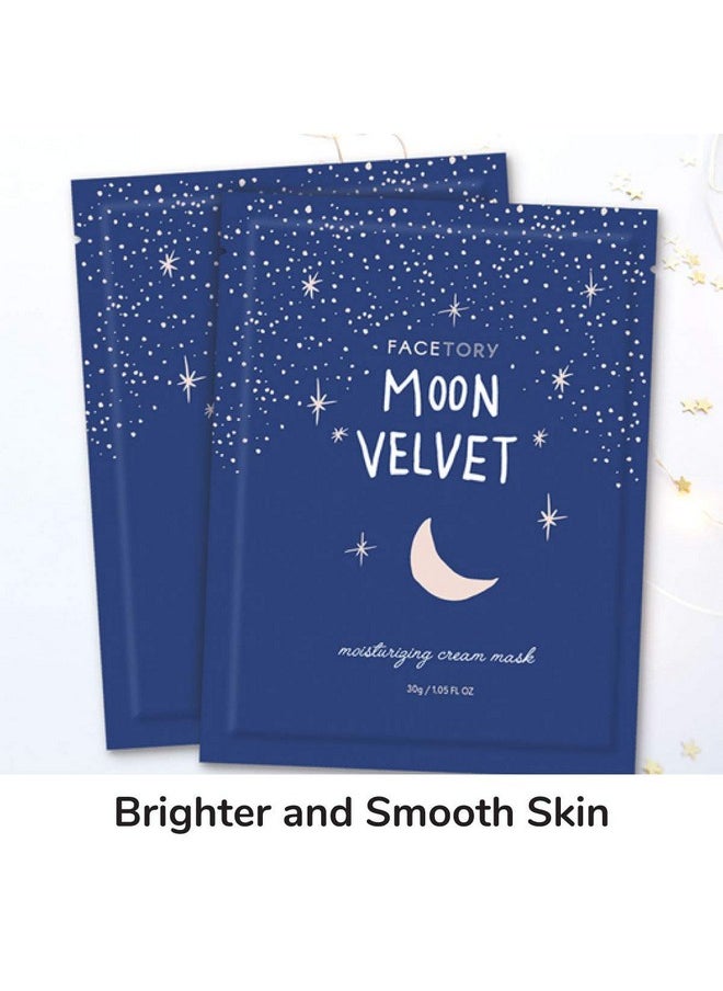 FACETORY - FACETORY K Beauty Face Mask Skin Care - MOON VELVET MOISTURIZING Sheet Mask with Sodium Hyaluronate & Shea Butter Cream | Moisturizing Cream Mask (5 Pack) - Image 1