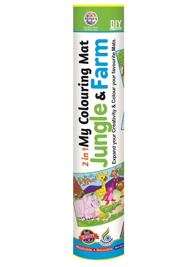 RATNA'S My Colouring Mat Jungle&Farm 2 In 1 Mat Size 40 X 28 Inches,Gold - Image 1