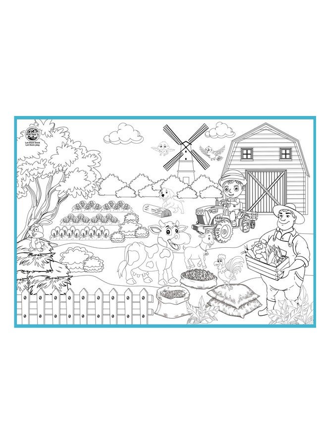 RATNA'S My Colouring Mat Jungle&Farm 2 In 1 Mat Size 40 X 28 Inches,Gold - Image 2