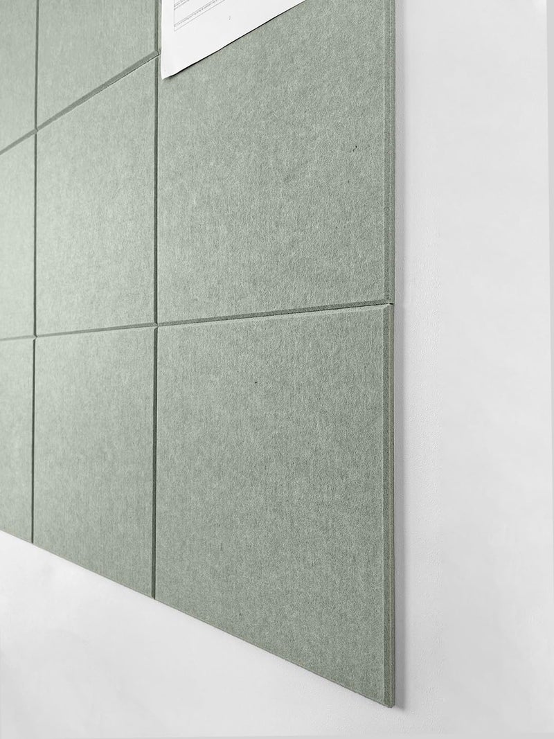 DECORITA Sage Green Cork Board Alternative | Large Pin Board Notice Board | Felt Bulletin Board for Office, Home & Classroom | Sage Green Office School Supplies | Felt Wall Tiles (12-Pack) - Image 4