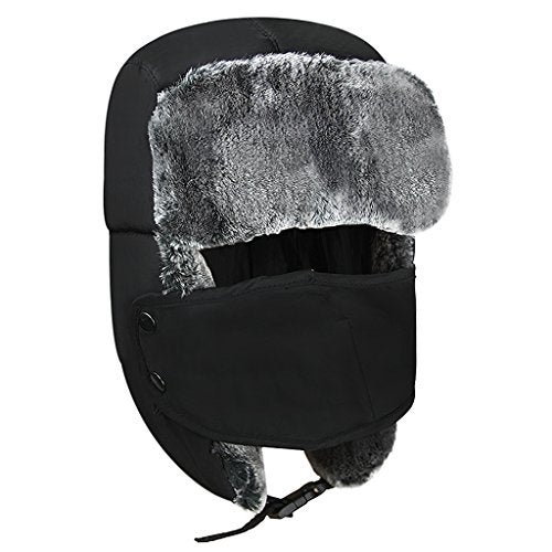 Fakeface Unisex Kids Teens Girls Boys Faux Fur Winter Warm Trapper Hat with Ear Flaps,Windproof Face Mask Fleece Thermal Outdoor Snow Ski Russian Ushanka Cap Trapper Trooper Pilot Hat Headwear - Image 5