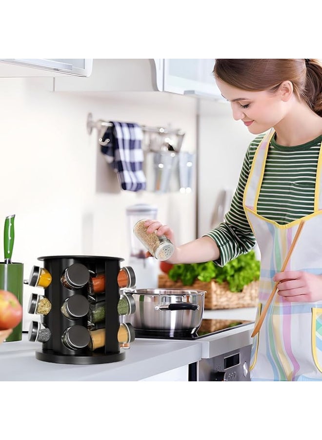 أوركيد منظم توابل من الفولاذ المقاوم للصدأ من أوركيد، مجموعة برطمانات توابل، رف تخزين توابل لسطح الطاولة، حاويات توابل زجاجية لتخزين المطبخ، حاويات أعشاب وتوابل (12 قطعة) - Image 3