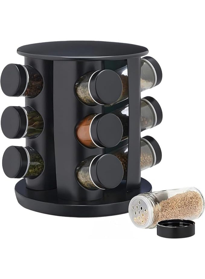 أوركيد منظم توابل من الفولاذ المقاوم للصدأ من أوركيد، مجموعة برطمانات توابل، رف تخزين توابل لسطح الطاولة، حاويات توابل زجاجية لتخزين المطبخ، حاويات أعشاب وتوابل (12 قطعة) - Image 1