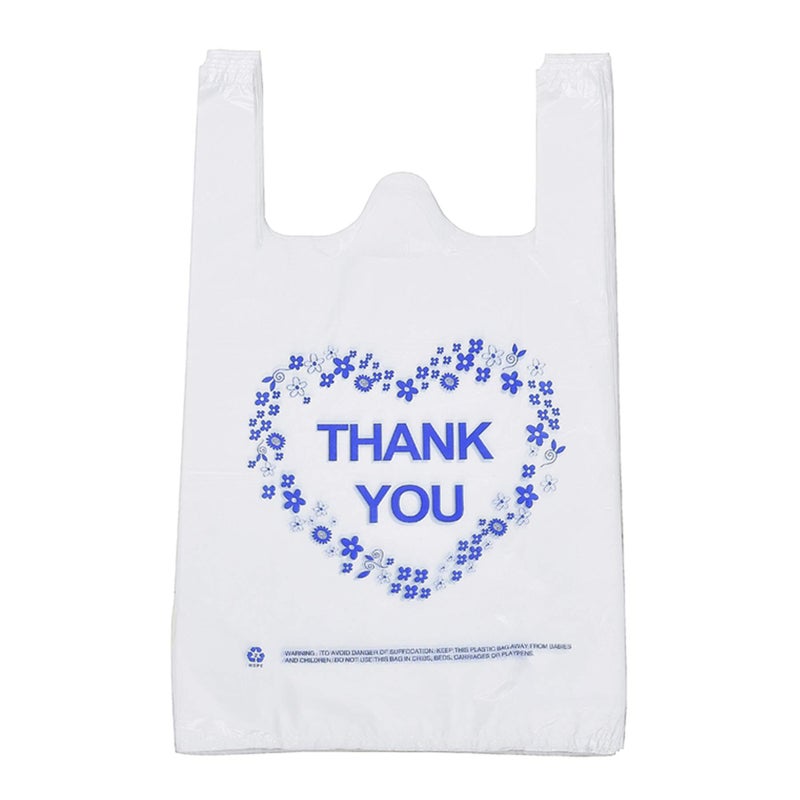 LazyMe LazyMe Thank You T Shirt Bags Plastic Grocery Bags with Handles for Merchandise and Supermarket Bolsas De Plastico Para Negocio 12 x 20 Inch 100 PCS