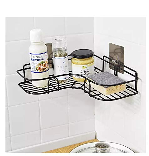 Vihax Bathroom Rack, Stainless Steel Squared Wall Mounted Shower Storage Shelf Wall Mounted No Drilling Required Triangle Drainer Bath Rack - Image 4