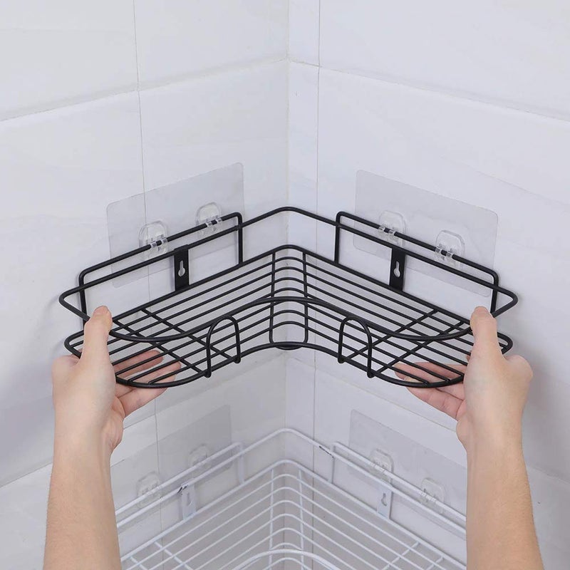 Vihax Bathroom Rack, Stainless Steel Squared Wall Mounted Shower Storage Shelf Wall Mounted No Drilling Required Triangle Drainer Bath Rack - Image 3