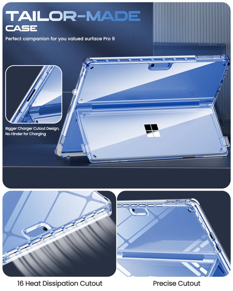 INFILAND Microsoft Surface Pro 11 AI/10/9 5G Case 13 Inch 2022, Full Crystal Clear [Anti-Yellowing] All-in-one Protection Shell Cover, Work with Type Cover Keyboard & Surface Slim Pen 2, Bayer Clear - Image 4