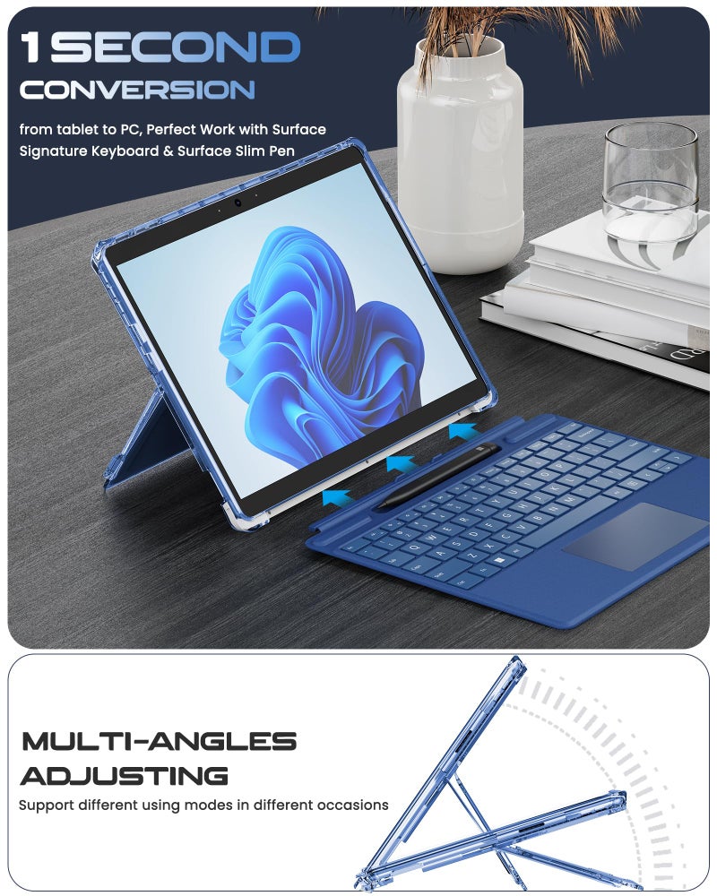 INFILAND Microsoft Surface Pro 11 AI/10/9 5G Case 13 Inch 2022, Full Crystal Clear [Anti-Yellowing] All-in-one Protection Shell Cover, Work with Type Cover Keyboard & Surface Slim Pen 2, Bayer Clear - Image 5