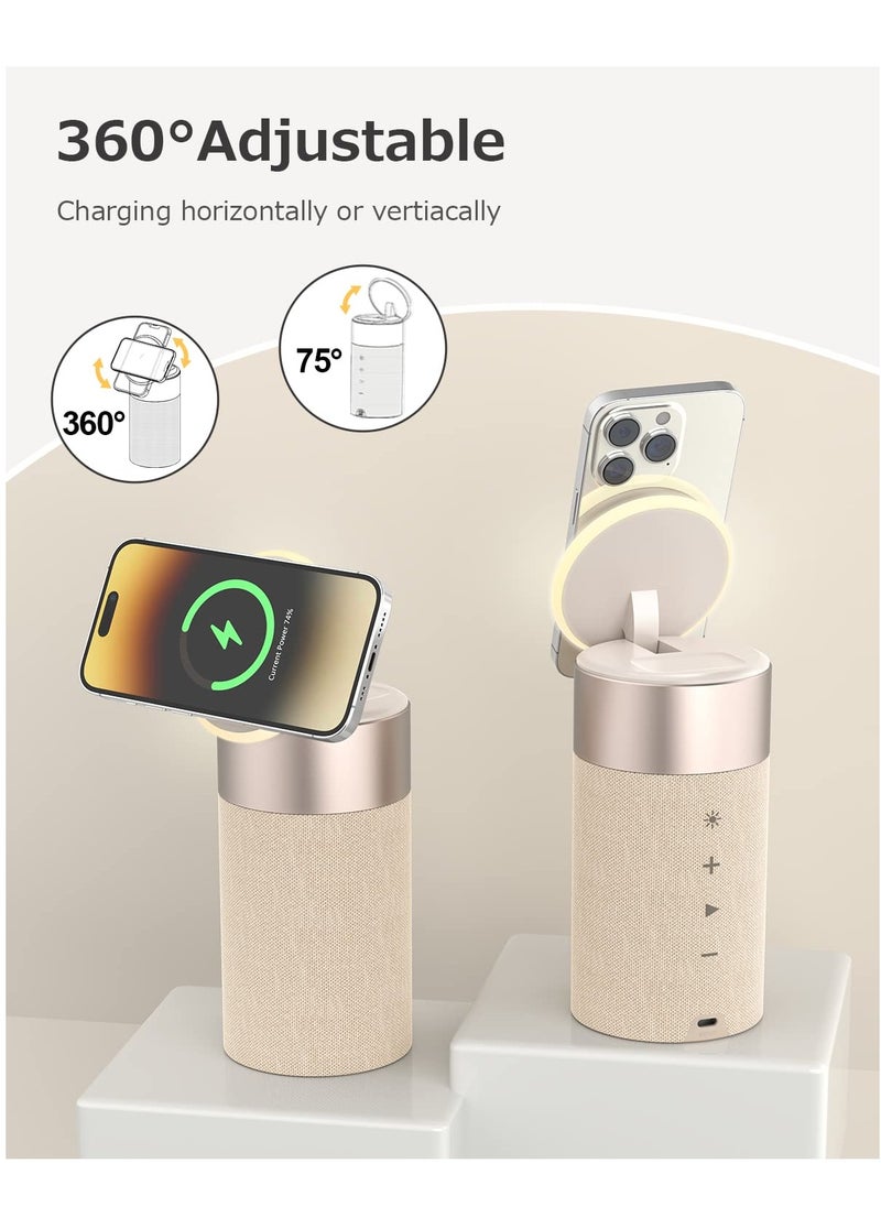 Generic - Bluetooth Speaker, Magnetic Wireless Charger Phone Holder, Bluetooth Speakers with Night Light, 2 in 1 Wireless Charging Station with Night Light and Speaker for iPhone 14 13 12 - Image 1