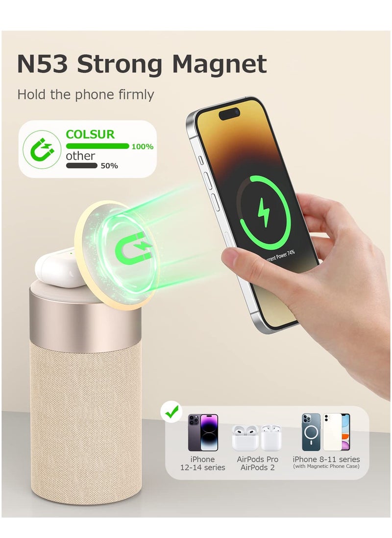 Generic - Bluetooth Speaker, Magnetic Wireless Charger Phone Holder, Bluetooth Speakers with Night Light, 2 in 1 Wireless Charging Station with Night Light and Speaker for iPhone 14 13 12 - Image 1
