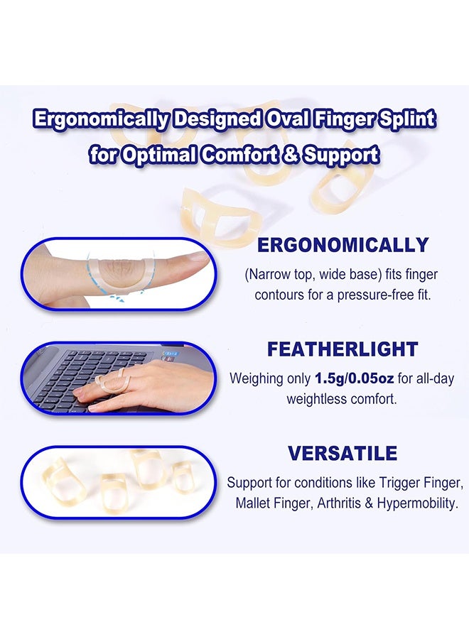 10Pcs Oval Finger Splints & Sleeves Kit, 6 Graduated Trigger Finger Splint & 4 Finger Sleeves for Trigger/Mallet/Arthritis/Straightening, Finger Brace Support for Thumb/Middle/Ring/Index/Pinky(Size 4,5,6,7,8,9) - Image 3