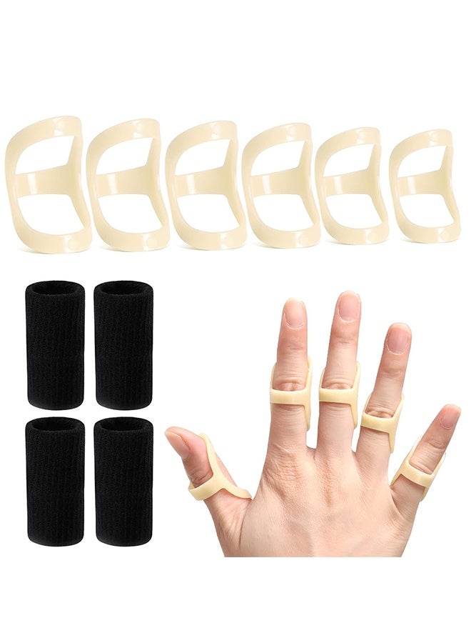 10Pcs Oval Finger Splints & Sleeves Kit, 6 Graduated Trigger Finger Splint & 4 Finger Sleeves for Trigger/Mallet/Arthritis/Straightening, Finger Brace Support for Thumb/Middle/Ring/Index/Pinky(Size 4,5,6,7,8,9) - Image 1