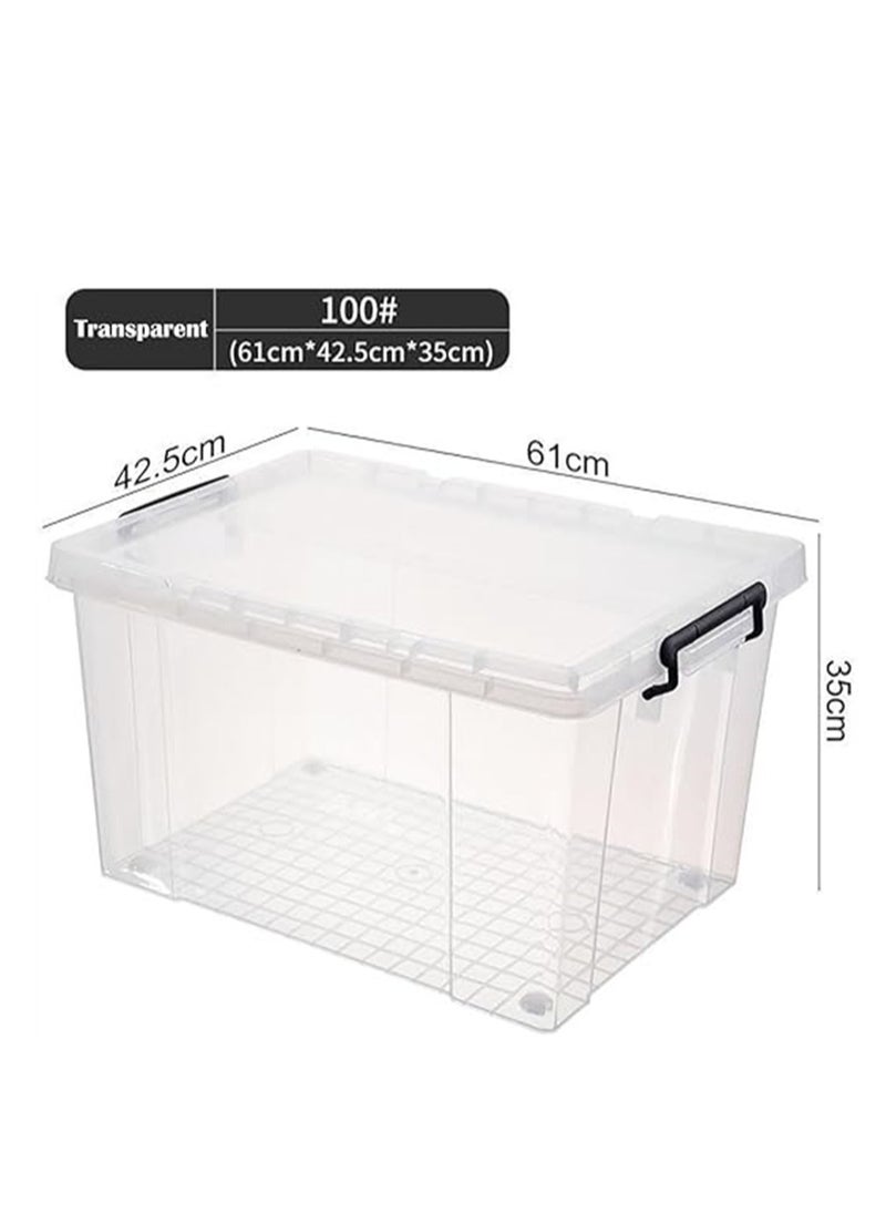 Clear Plastic Storage Box, Storage Bins Organizer with Lids, Large Capacity Stackable Transparent Storage Container, Storing Clothes, Shoes, Toys, Books, DVDs, CDs (Transparent, 100L)