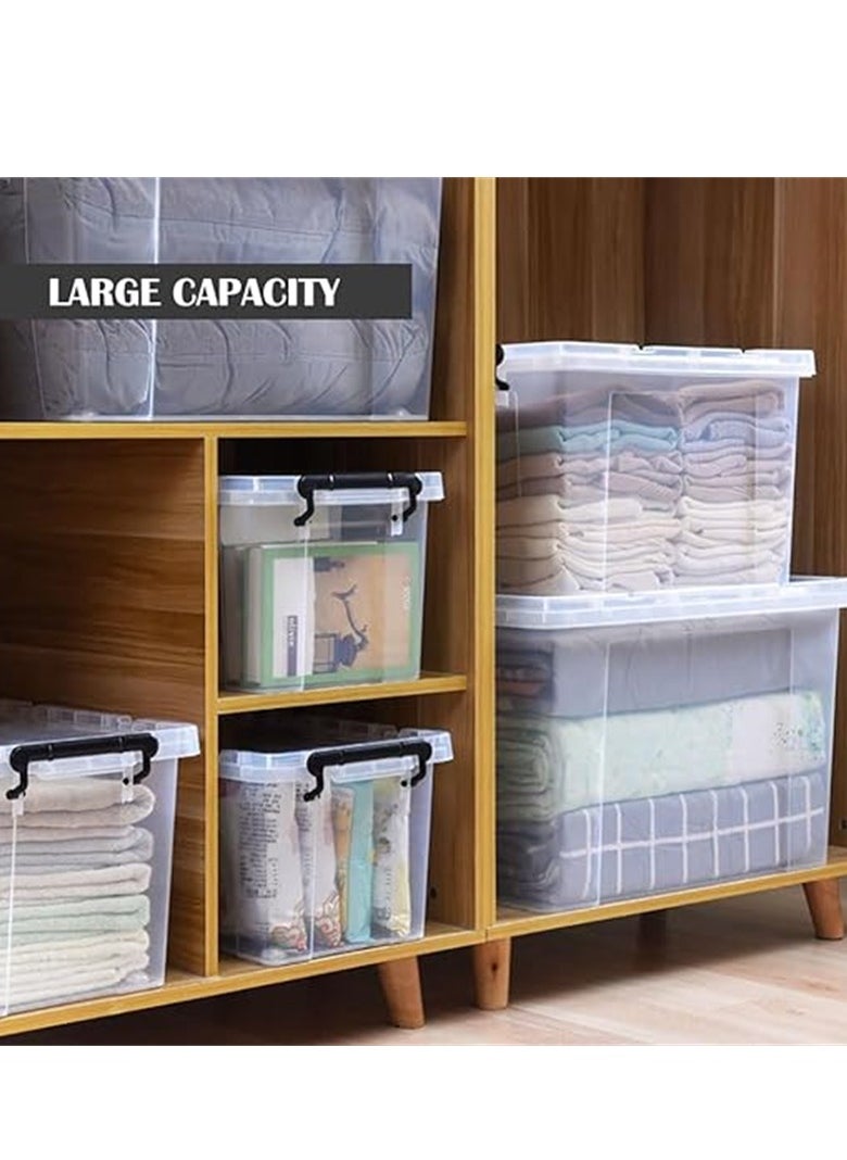 Clear Plastic Storage Box, Storage Bins Organizer with Lids, Large Capacity Stackable Transparent Storage Container, Storing Clothes, Shoes, Toys, Books, DVDs, CDs (Transparent, 100L)