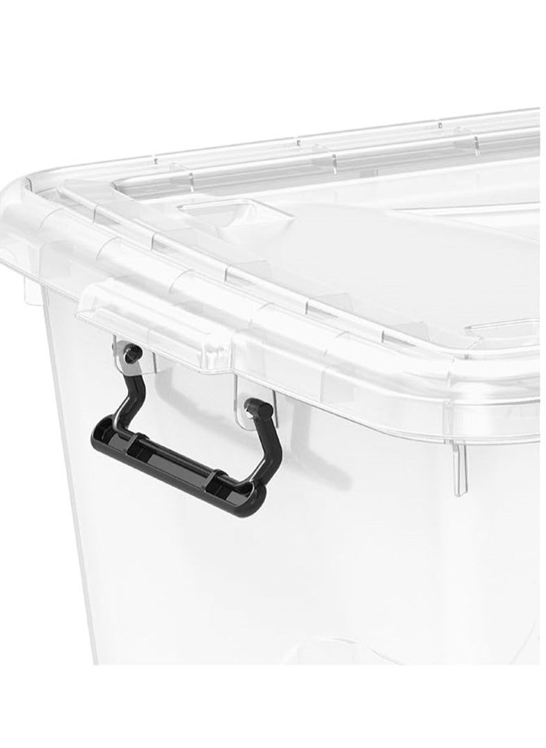 Clear Plastic Storage Box, Storage Bins Organizer with Lids, Large Capacity Stackable Transparent Storage Container, Storing Clothes, Shoes, Toys, Books, DVDs, CDs (Transparent, 100L)