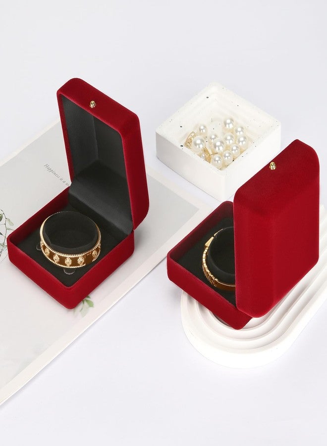 KUKUVR 2 Piece Velvet Bracelet Box, Bangle Jewelry Gift Box for Women, Elegant Bracelet Gift Boxes for Memorable Moments (Red) - Image 3