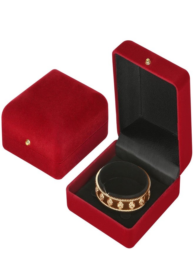 KUKUVR 2 Piece Velvet Bracelet Box, Bangle Jewelry Gift Box for Women, Elegant Bracelet Gift Boxes for Memorable Moments (Red) - Image 1