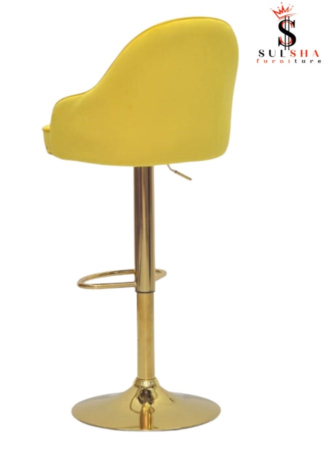 Modern Adjustable Barstools 360° Swivel Counter Stools with Golden Base Upholstered Open Back Tall Bar Chairs with Footrest for Home Pub Kitchen