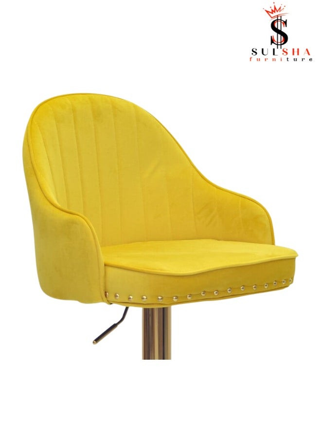 Modern Adjustable Barstools 360° Swivel Counter Stools with Golden Base Upholstered Open Back Tall Bar Chairs with Footrest for Home Pub Kitchen
