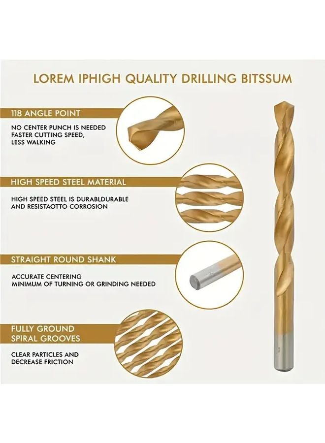 50pcs Titanium Coated High Speed Steel Drill Bit Set 135 Degree Tip For DIY Woodworking Metal - Image 5