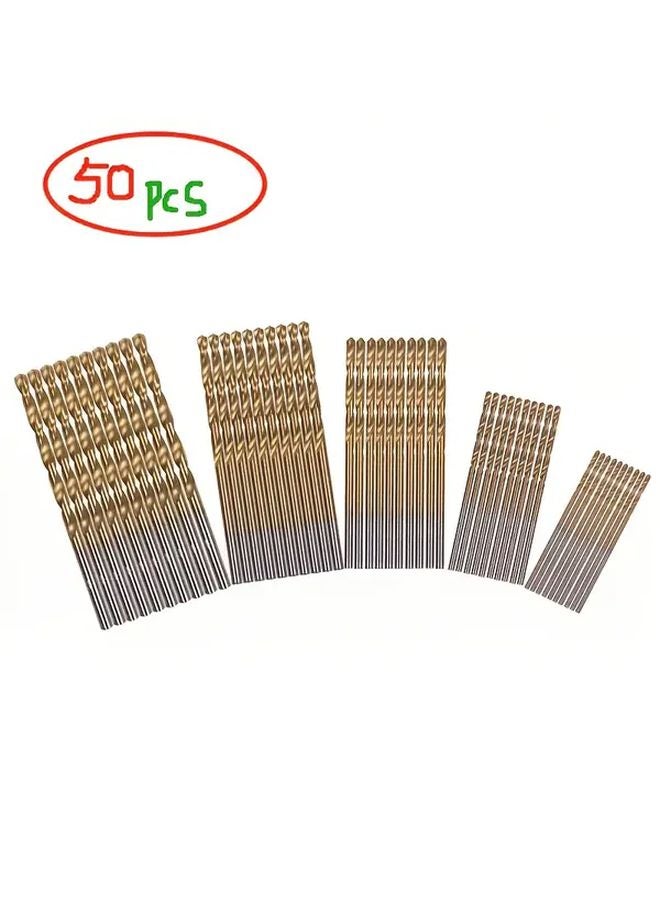 50pcs Titanium Coated High Speed Steel Drill Bit Set 135 Degree Tip For DIY Woodworking Metal - Image 2