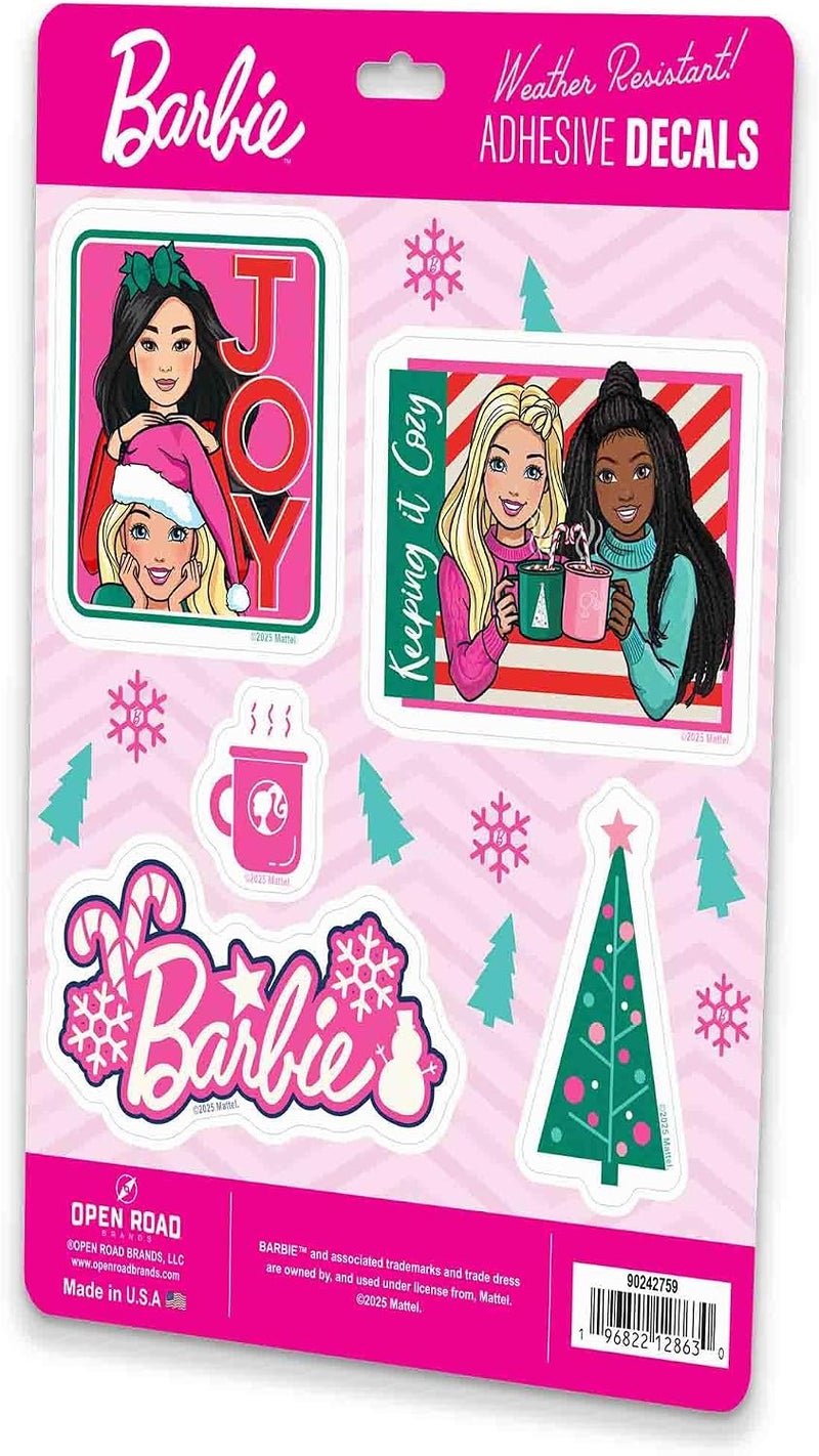 Open Road Brands Mattel Barbie Holiday Stamps and Icons Adhesive Vinyl Decals - Fun Barbie Christmas Stickers for Laptop or Water Bottle, 1 Pack (5 Count) - Image 2