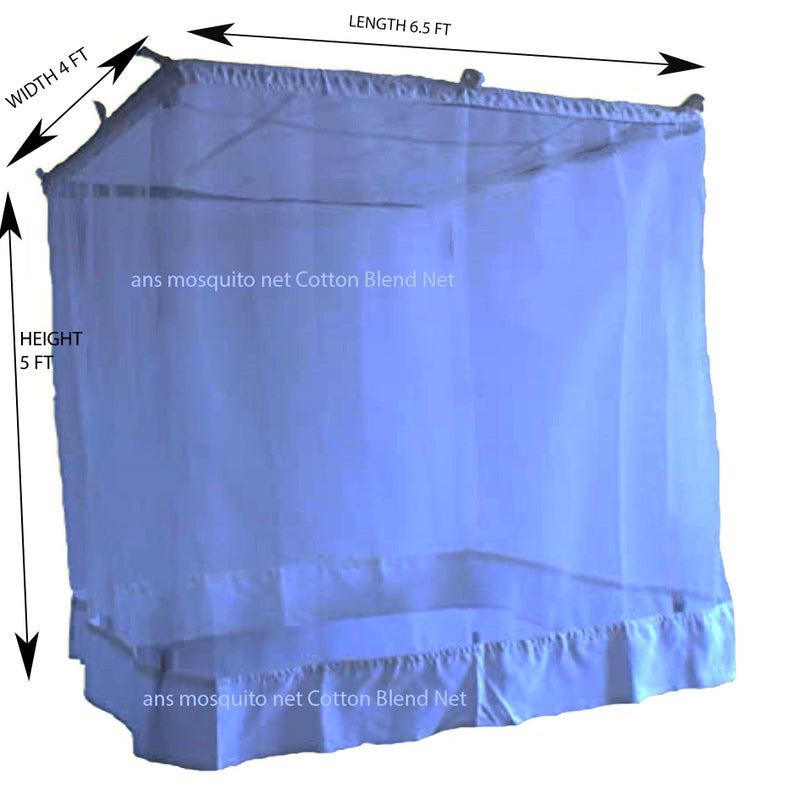 ANS Polycotton Mosquito Net for Single Bed 4 x 6.5 ft – Sky Blue Bed Net with Cotton Border, Highly Durable, Breathable & Skin Friendly Mosquito Protection Net - Image 4