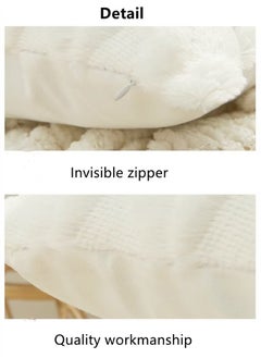 Kutis 4-Piece INS Geometric Villi Pillow Cover Throw Pillowcase Sofa Pillow Cover White 45 x 45 Centimeter  - Image 3