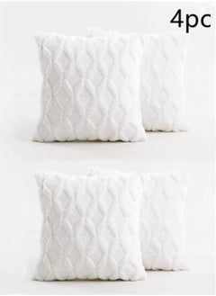 Kutis 4-Piece INS Geometric Villi Pillow Cover Throw Pillowcase Sofa Pillow Cover White 45 x 45 Centimeter  - Image 1