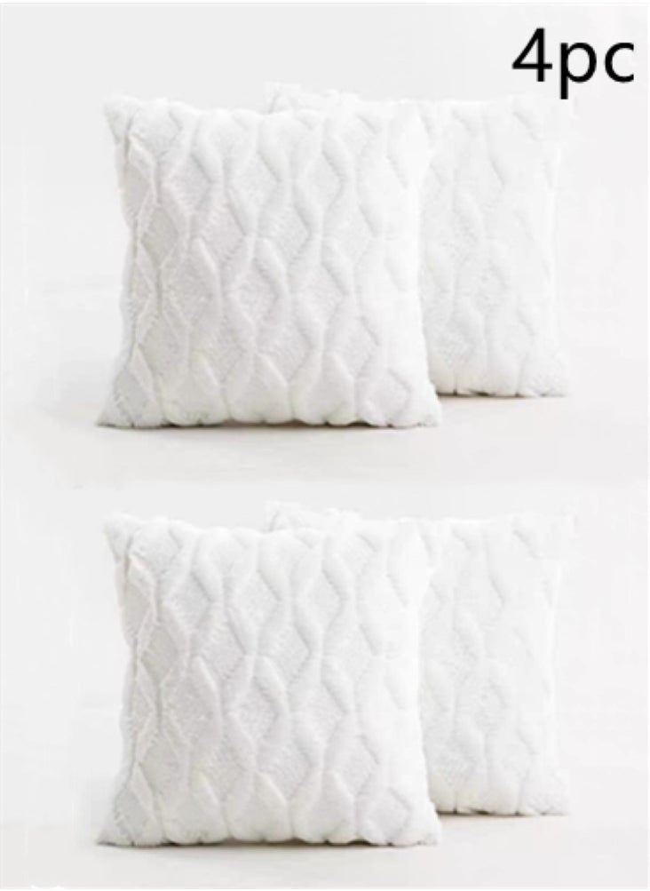 Kutis 4-Piece INS Geometric Villi Pillow Cover Throw Pillowcase Sofa Pillow Cover White 45 x 45 Centimeter  - Image 1