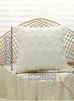 Kutis 4-Piece INS Geometric Villi Pillow Cover Throw Pillowcase Sofa Pillow Cover White 45 x 45 Centimeter  - Image 5
