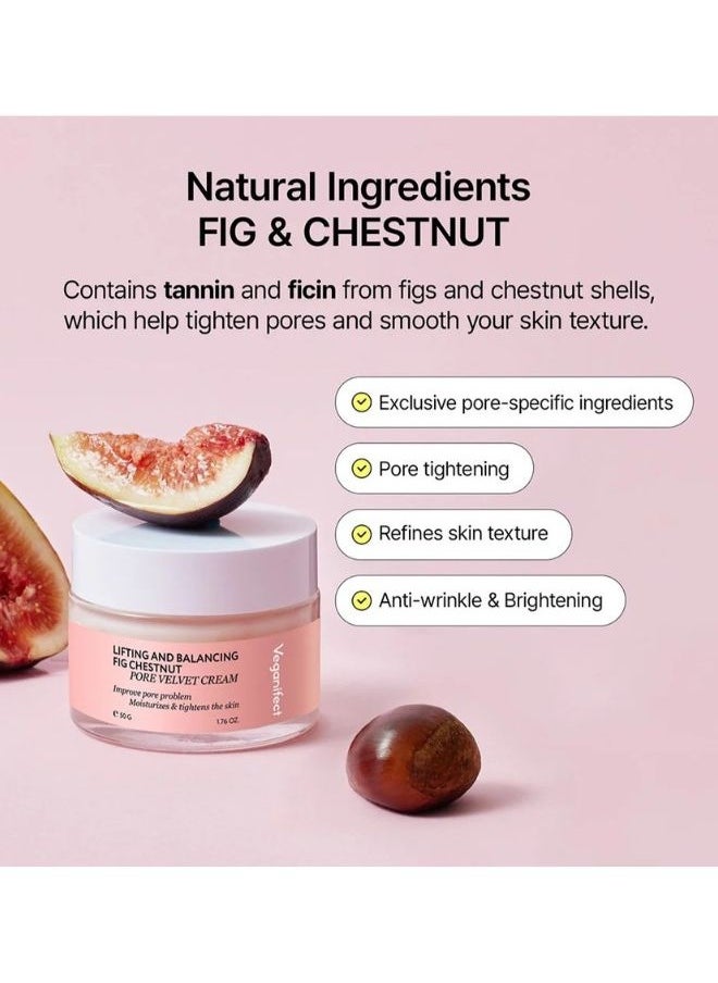 VEGANIFECT - Lifting And Balancing Fig Chestnut Pore Velvet Cream 50g, Korean Skincare, VEGAN Certified - Image 1