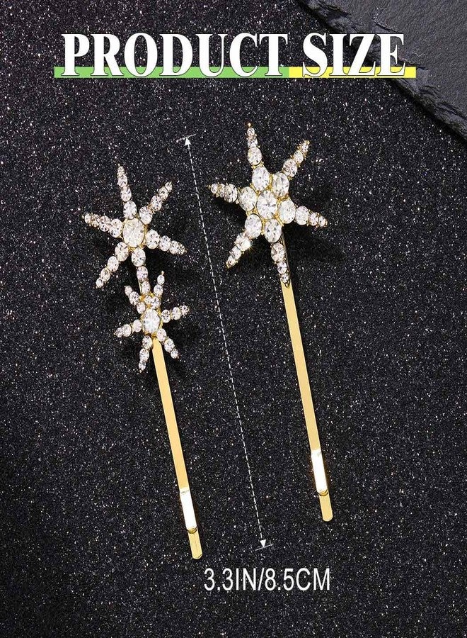 JONKY Gold Star Hair Clip Rhinestone Bride Wedding Hair Piece Decorative Bobby Hair Accessories for Women (Gold) - Image 4